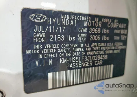 2018 Hyundai Elantra Gt z USA, uszkodzony, nr VIN KMHH35LE3JU028458